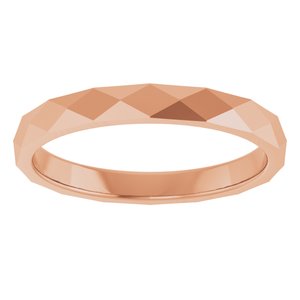 18K Yellow Or White Or Rose Gold Geometric Faceted Flat Band