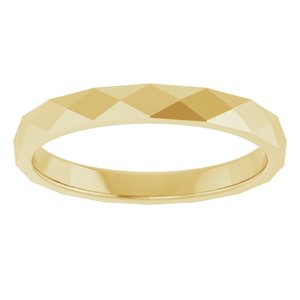 18K Yellow Or White Or Rose Gold Geometric Faceted Flat Band