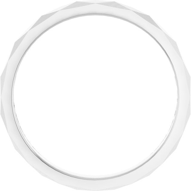 14K Yelow Or White Or Rose Gold Or Sterling Silver Polished Geometric Faceted Standard-Fit Flat Band