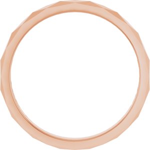 18K Yellow Or White Or Rose Gold Geometric Faceted Flat Band