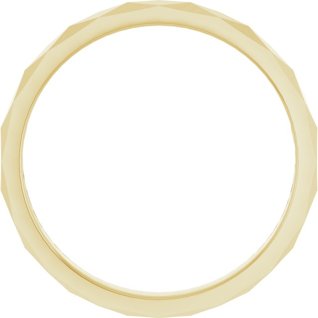 14K Yelow Or White Or Rose Gold Or Sterling Silver Polished Geometric Faceted Standard-Fit Flat Band