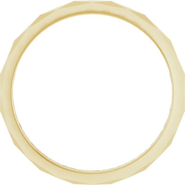 14K Yelow Or White Or Rose Gold Or Sterling Silver Polished Geometric Faceted Standard-Fit Flat Band