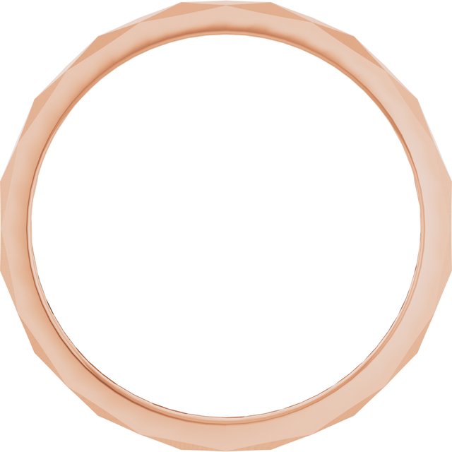 14K Yelow Or White Or Rose Gold Or Sterling Silver Polished Geometric Faceted Standard-Fit Flat Band