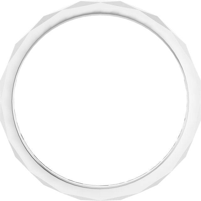 14K Yelow Or White Or Rose Gold Or Sterling Silver Polished Geometric Faceted Standard-Fit Flat Band