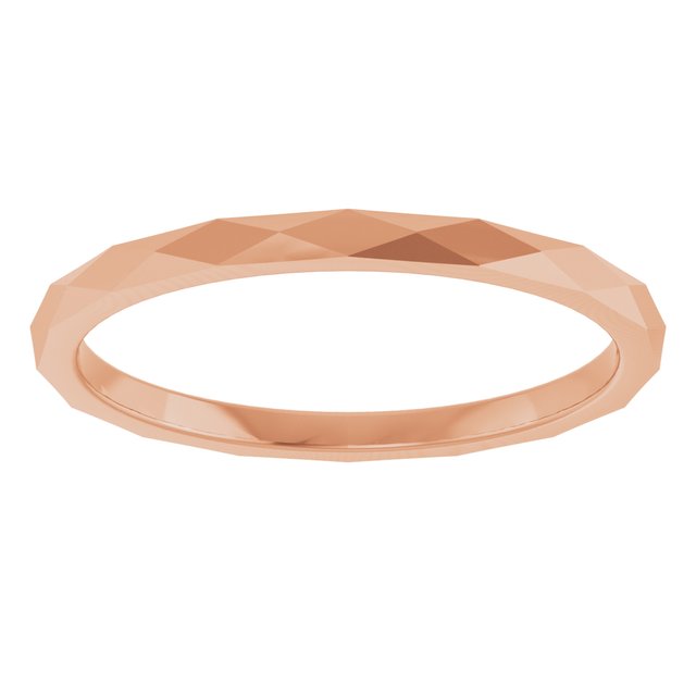 14K Yelow Or White Or Rose Gold Or Sterling Silver Polished Geometric Faceted Standard-Fit Flat Band