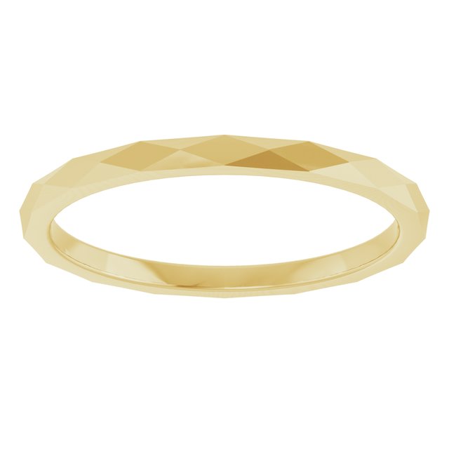 14K Yelow Or White Or Rose Gold Or Sterling Silver Polished Geometric Faceted Standard-Fit Flat Band