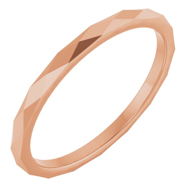 14K Yelow Or White Or Rose Gold Or Sterling Silver Polished Geometric Faceted Standard-Fit Flat Band