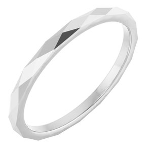 10K White Gold Polished Diamond Pattern Wedding Band