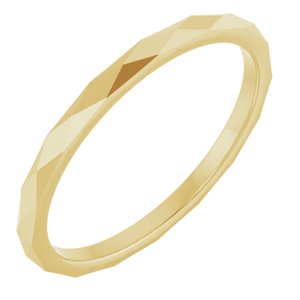 18K Yellow Or White Or Rose Gold Geometric Faceted Flat Band