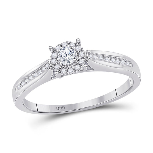 10K White Gold Round Diamond Solitaire Bridal Wedding Engagement Ring 1/6 Cttw, Womens Size: 5-10