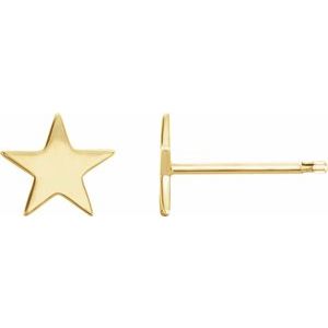 14K Yellow Gold 6.2 Mm Each Friction Backs .37 In Polished Star Earring