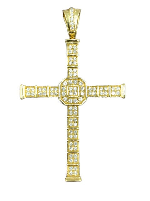 10K Yellow Gold 1.33 Cttw Diamond Dark Polish Cross