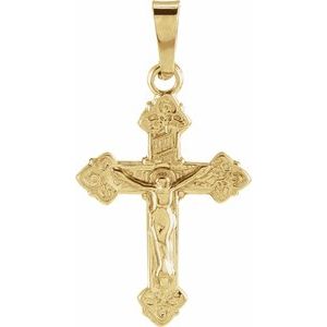 14K Yellow Gold 18 X 13 Mm Polished Youth Crucifix Pendant