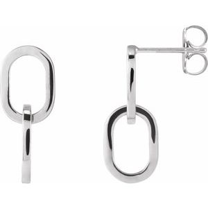 14K White Gold 18.5 X 7.37 Mm Pair Friction Backs Included Polished Interlocking Oval Earrings