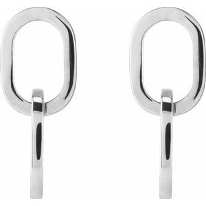 Sterling Silver 18.5 X 7.37 Mm Pair Friction Backs Included Polished Interlocking Oval Earrings