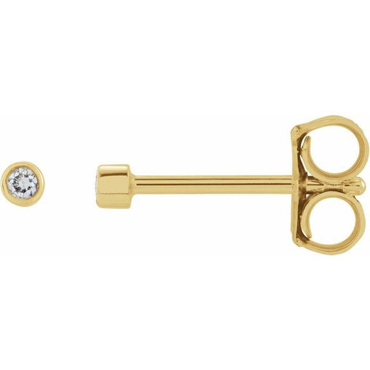14K Yellow Or White Or Rose Gold Each Friction Polished Natural Diamond Micro Bezel-Set Earring