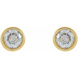 14K Yellow Gold Round 2.5 Mm 1/8 Ctw Lab-Grown Diamond Micro Bezel-Set Earrings