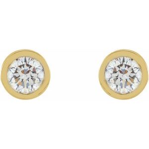 14K Yellow Gold Round 2.25 Mm 1/10 Ctw Lab-Grown Diamond Micro Bezel-Set Earrings
