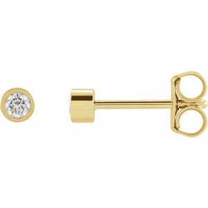 14K Yellow Gold Round 2.25 Mm 1/10 Ctw Lab-Grown Diamond Micro Bezel-Set Earrings
