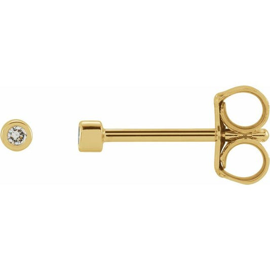 14K Yellow Or White Or Rose Gold Or Platinum Pair Friction Polished Natural Micro Bezel-Set Earrings