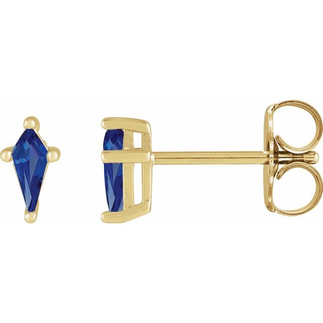 14K Yellow Or White Gold Shield Friction Back Polished Lab-Grown Gemstone Basket Earrings