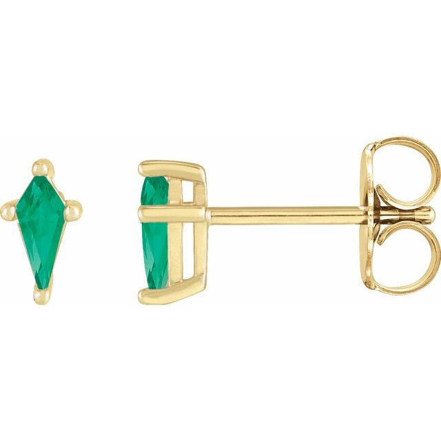 14K Yellow Or White Gold Shield Friction Back Polished Lab-Grown Gemstone Basket Earrings