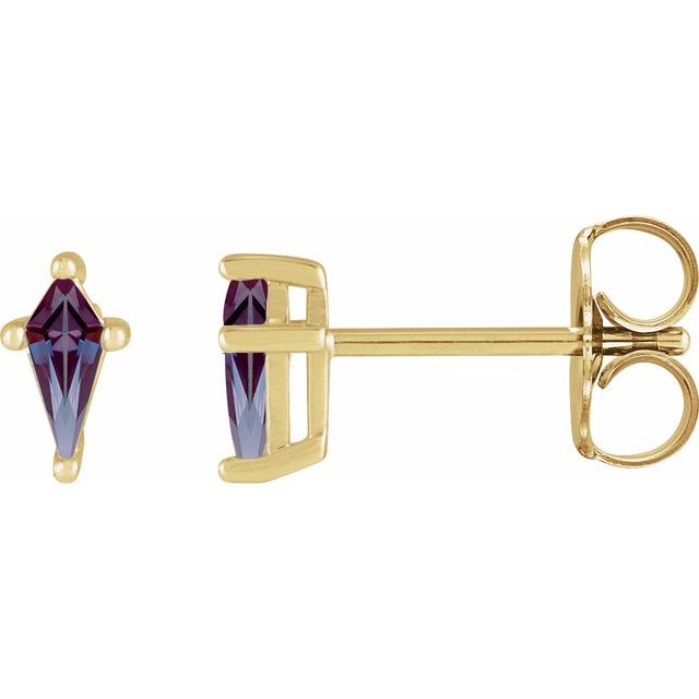 14K Yellow Or White Gold Shield Friction Back Polished Lab-Grown Gemstone Basket Earrings