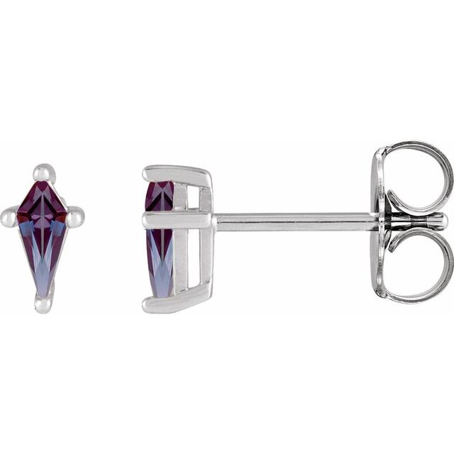 14K Yellow Or White Gold Shield Friction Back Polished Lab-Grown Gemstone Basket Earrings
