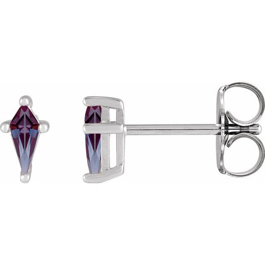 14K Yellow Or White Gold Shield Friction Back Polished Lab-Grown Gemstone Basket Earrings