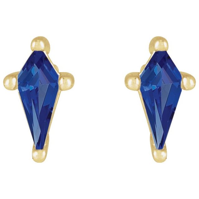 14K Yellow Or White Gold Shield Friction Back Polished Lab-Grown Gemstone Basket Earrings