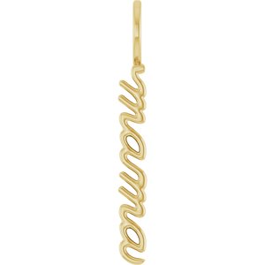 14K Yellow Gold 30.19 X 3.32 Mm Polished Vertical Mama Pendant