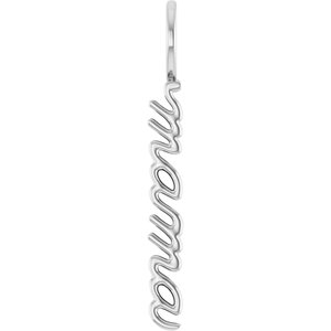 14K White Gold 30.19 X 3.32 Mm Polished Vertical Mama Pendant