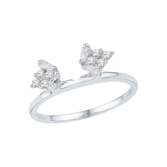 14K White Gold Womens Baguette Diamond Ring Guard Wrap Solitaire Enhancer 1/4 Cttw, Womens Size: 5-10