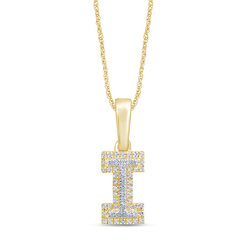 10K Yellow Gold 0.10- 0.12 Cttw Diamond Micropave Initial "I" Charm