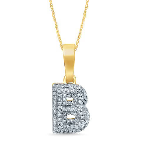 10K Yellow Gold Diamond Micropave Initial Charm