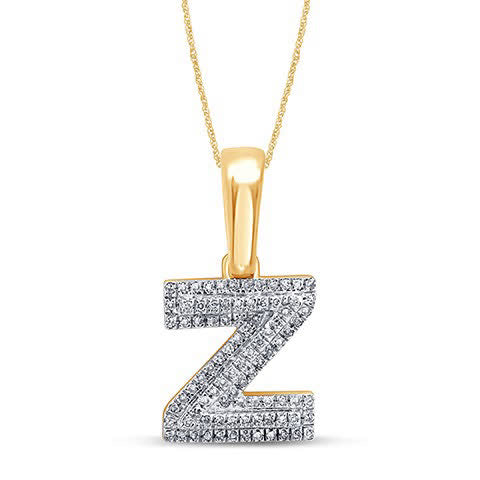 10K Yellow Gold Diamond Micropave Initial Charm