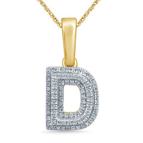 10K Yellow Gold Diamond Micropave Initial Charm