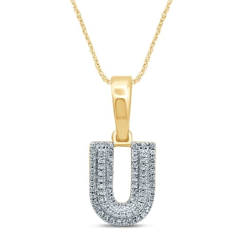 10K Yellow Gold Diamond Micropave Initial Charm