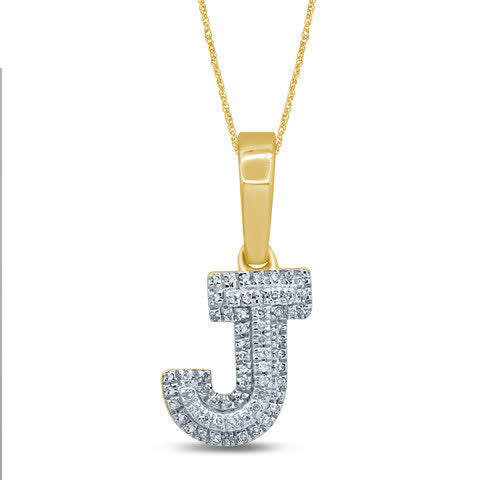 10K Yellow Gold Diamond Micropave Initial Charm