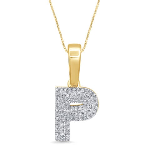 10K Yellow Gold Diamond Micropave Initial Charm