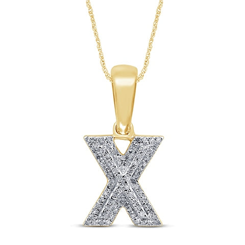 10K Yellow Gold Diamond Micropave Initial Charm