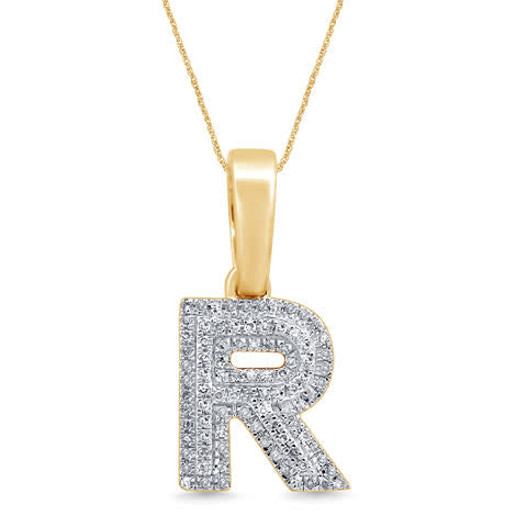 10K Yellow Gold Diamond Micropave Initial Charm