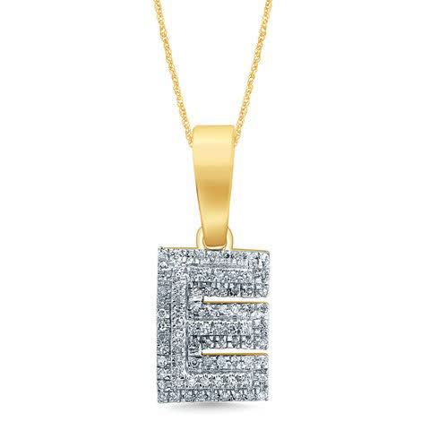 10K Yellow Gold Diamond Micropave Initial Charm