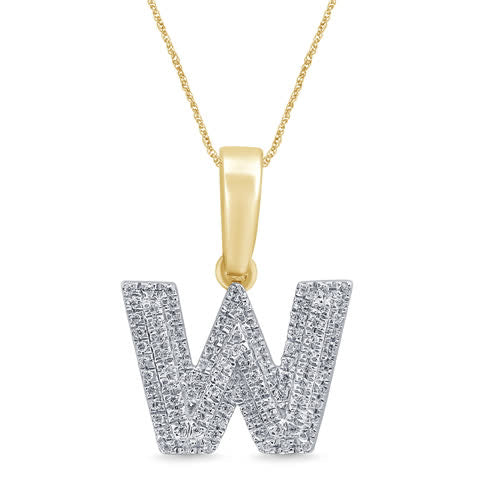 10K Yellow Gold Diamond Micropave Initial Charm