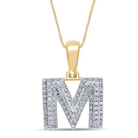 10K Yellow Gold Diamond Micropave Initial Charm