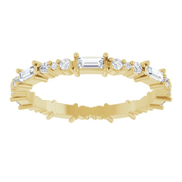 14K Yellow Or White Gold Straight Baguette 3.25 X 1.5 Mm Si2-Si3, G-H Polished 1/2 Ctw Natural Diamond Eternity Band, Size 7