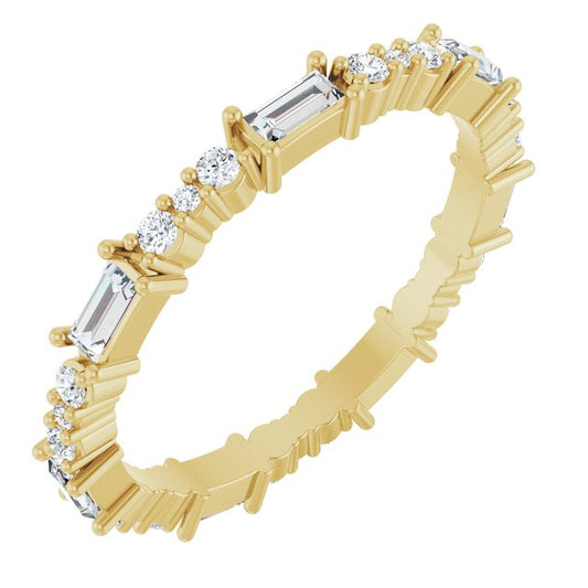 14K Yellow Or White Gold Straight Baguette 3.25 X 1.5 Mm Si2-Si3, G-H Polished 1/2 Ctw Natural Diamond Eternity Band, Size 7