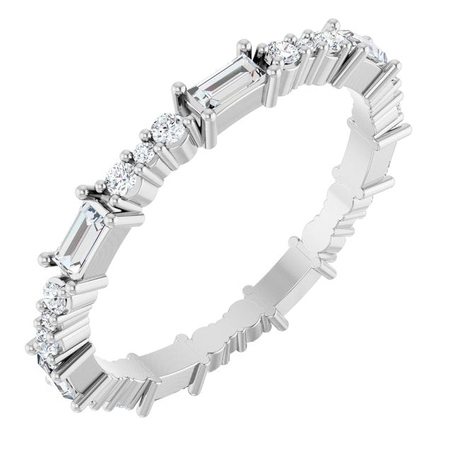 14K Yellow Or White Gold Straight Baguette 3.25 X 1.5 Mm Si2-Si3, G-H Polished 1/2 Ctw Natural Diamond Eternity Band, Size 7