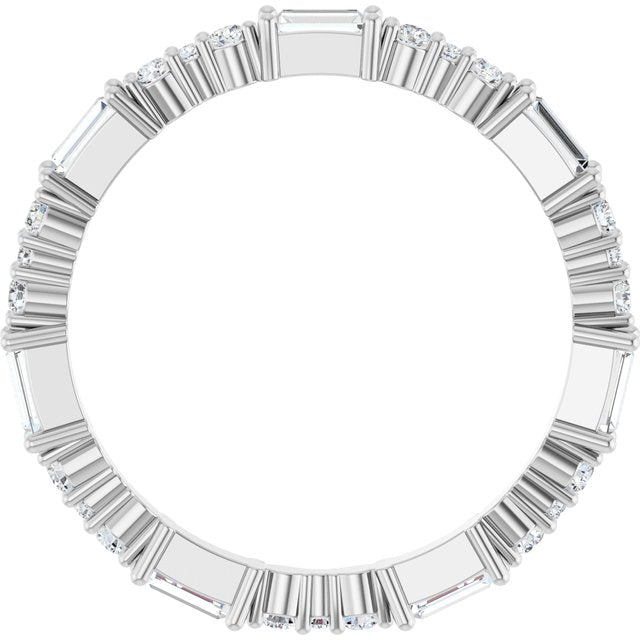 14K Yellow Or White Gold Straight Baguette 3.25 X 1.5 Mm Si2-Si3, G-H Polished 1/2 Ctw Natural Diamond Eternity Band, Size 7