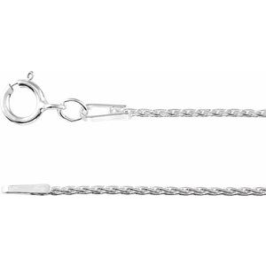 Rhodium-Plated Sterling Silver Spring Ring Wheat Chain, Length: 7 In, Width: 1 Mm